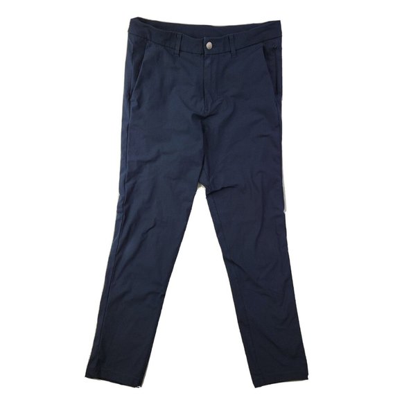 Lululemon Commission Slim-Fit WovenAir Men 30 Navy Pant Pockets Stretch Workwear